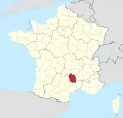 Lage des Departements Lozère in Frankreich