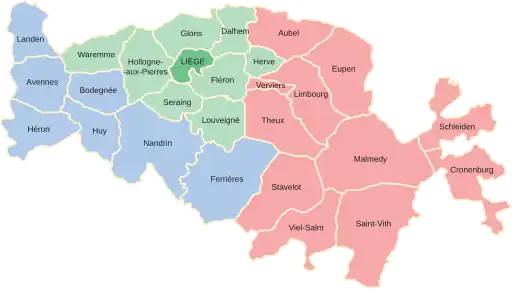 Karte der Gliederung des Departements in Cantons