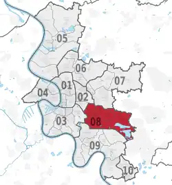 Lage des Stadtbezirks 8 in Düsseldorf