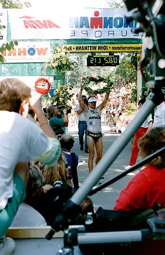 als Sieger beim Ironman Europe 1990 in Roth