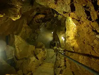 Kleine Halle, tiefster Punkt des Führungsweg in 55&nbsp;m Tiefe