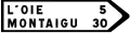 D21a: Wegweiser auf sonstigen Straßen mit größerer Verkehrsbedeutung mit Entfernungen