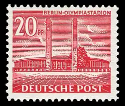 Osteingang des Olympiastadions (Briefmarke von 1953)