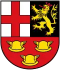 Emmelshausen mit drei Merkurhüten im Wappen, siehe auch Flügelhelm#Heraldik