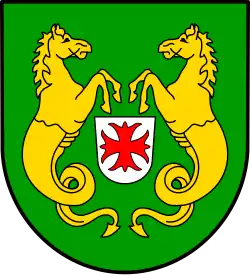 Wappen von Schillingen (Rheinland-Pfalz) mit Drachenschwanzrossen