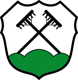 Gekreuzte Harken im Wappen von Wietzendorf, Niedersachsen