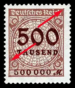 1923 'Korbdeckel' mit Plattenfehler „PE1“