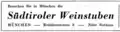 Südtiroler Weinstuben, Residenzstraße 3, Werbeschaltung in Der Standpunkt, März 1954