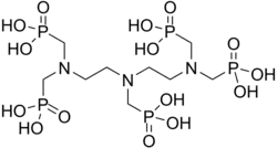 Strukturformel von Diethylentriaminpentakis(methylenphosphonsäure)