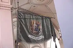 Fahne der Schuhmacher von 1853, Schutzpatrone Crispinus und Crispinianus