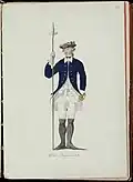 Uniform Modell 1765. Unteroffizier mit Kurzgewehr
