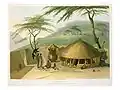 „Hütte in Betschuanaland“, Aquatinta 1804