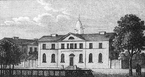 Danneckerei, links Vellnagel-Haus, hinten Turm der Domkirche St. Eberhard, 1868.