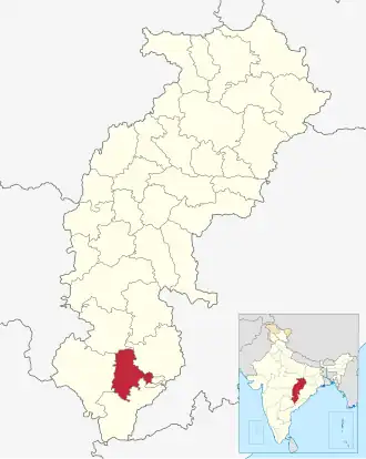 Positionskarte des Distrikts Dantewada