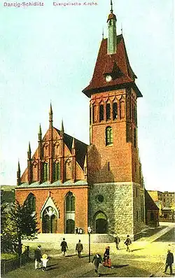 Evang. Heilandskirche in Danzig-Schidlitz, erbaut 1901, 1945 zerstört