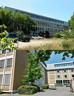 Erasmus-Kittler-Schule in Darmstadt, Oben: Ansicht von Norden, Unten: Ansicht von Süden.