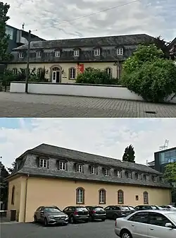 Langes Bäuche in Darmstadt am Friedensplatz; Oben: Ansicht von Osten, Unten: Ansicht von Westen