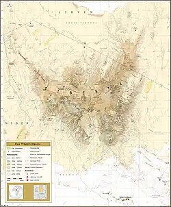 Topografische Karte des Tibesti-Massivs