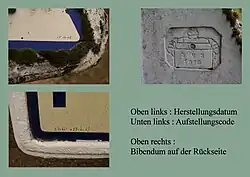 Datum-Ort-Bib auf einem Michelin-Verkehrszeichen