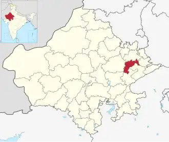 Positionskarte des Distrikts Dausa