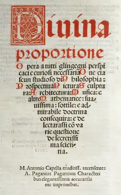 De divina proportione Titelseite