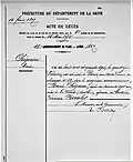 Eintrag des Todes seiner vierten Frau Marie Chignon