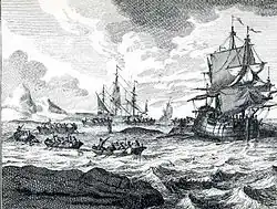 Der Wallfisch wird ans Schiff gerudert