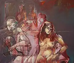 Detlev Foth, Gemälde, Öl auf Leinwand, Akt