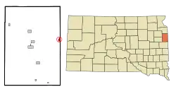 Lage von Gary im Deuel County (links) und in South Dakota (rechts)