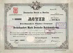 Sammelgebiet Banken: Aktie der Deutschen Bank zu Berlin vom 2. November 1881