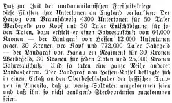 Deutsche Fürstenabfindungs Rechnung für die deutsche Beteiligung am Amerikanischen Unabhängigkeitskrieg von 1775 bis 1783