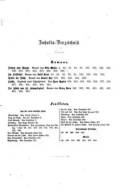 Deutsche Romanbibliothek, Inhaltsverzeichnis, 1875, Band 1.