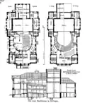 Grundrisse und Längsschnitt von Architekt Gerhard Schnitger (Deutsche Bauzeitung, 1891)