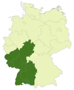 Gebiet der Regionalliga Südwest