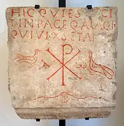 Frühchristlicher Grabstein der Runa aus Wiesbaden, 5./6. Jh.