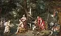 Jan Brueghel d. Ä. und Hendrik van Balen: Diana und ihre Nymphen, ca. 1620–25, Öl auf Holz, 55,6 × 94,3 cm, Privatsammlung (?)
