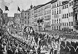 Leichenzug durch die Neuhauser Straße in München am 19.&nbsp;Juni 1886