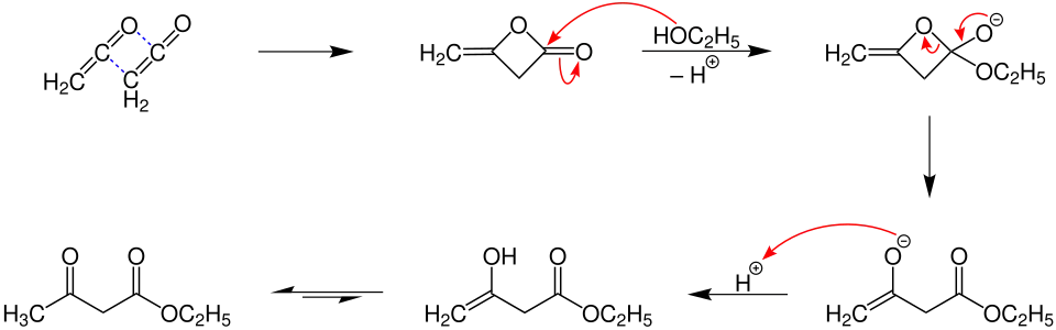 Nucleophile Reaktion von Diketen