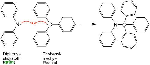 Reaktion des Diphenylstickstoff-Radikals mit dem Thiphenylmethan-Radikal