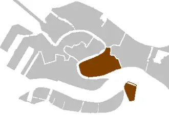 Lage von San Marco in der Altstadt von Venedig