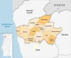 Karte des Distrikts Distrikt Braga
