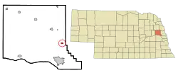 Lage im Dodge County und in Nebraska