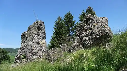 Dolomitfelsen auf dem Grat des Hasenwinkels