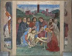 Domenico oder Davide Ghirlandaio: Kreuzabnahme (unter der Schutzmantelmadonna), nach 1473