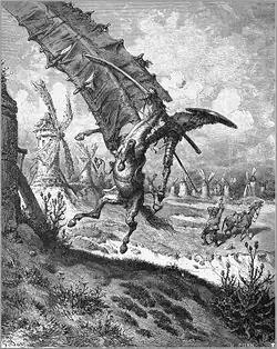 Gustave Doré: Don Quijote reitet gegen Windmühlen (1863)