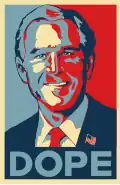 DOPE. Als Inspiration diente das HOPE-Poster, von Shepard Fairey für den Wahlkampf von Barack Obama. Künstler: Jeff Rankin