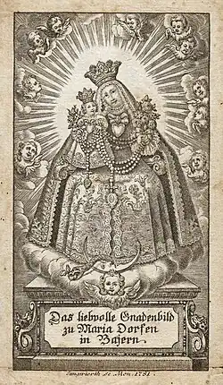 li. Gnadenbild Maria Dorfen, Stich, 1781, re. Abbild des „Urbildes“ in der Hilgerkapelle