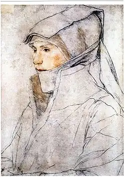 Dorothea Kannengießer, Studie von Hans Holbein für die Darmstädter Madonna