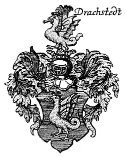 Wappen derer von Drachstedt in Johann Christoph von Dreyhaupts Geschlechts Register zu Halle, 1750