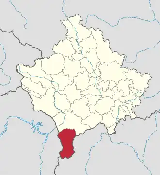 Lage der Gemeinde Dragash im Kosovo (anklickbare Karte)